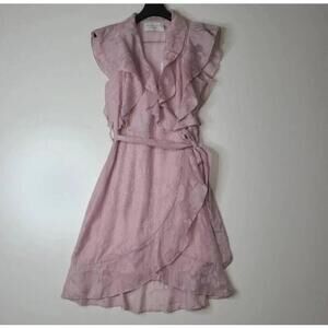 NWT Elizabeth Crosby Pippa Light Purple Ruffle Faux Wrap Dress XSmall